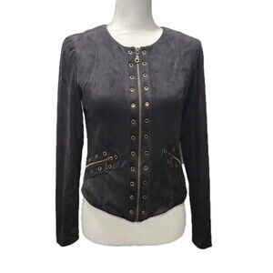 Drew Faux Suede Moto Jacket w/Grommet Details Black Sizes XSmall